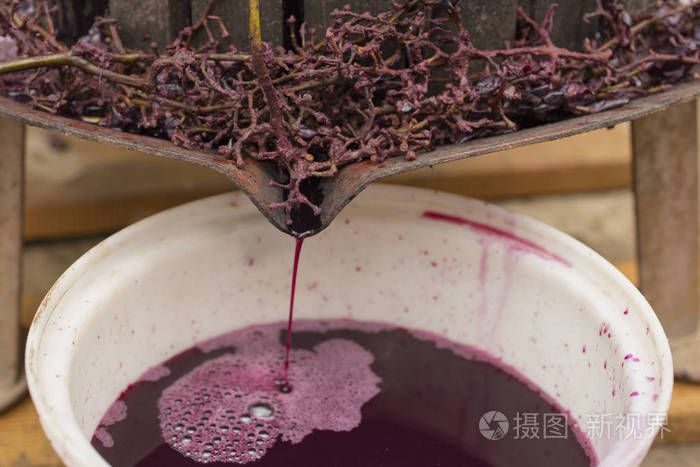 摩尔多瓦的葡萄酒生产. 葡萄加工的古老传统. 榨汁机是用.